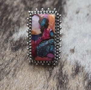 Sterling Silver Spiny Oyster Ring Adjustable